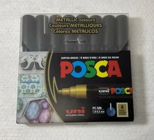 POSCA Water Based Markers, Medium Point, PC-5M, METALLIC Colors, 8 Count