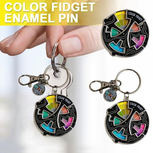 1/2/3X Color Fidget Enamel Pin, for Artists with Keychain,Anxiety Relief Badge