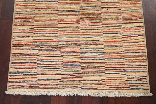 Striped Gabbeh Modern Oriental Area Rug Hand-knotted Wool Foyer Carpet 3x4 ft - Picture 5 of 12