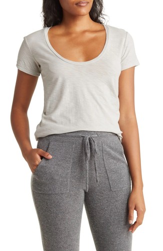 Camiseta para mujer James Perse Top Algodón Modal Slub Cuello en V Profundo Manga Gorra - Imagen 9 de 50