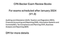 2024 | Becker CPA Exam Review PHYSICAL Books FAR, REG AUD, BAR, TCP, ISC