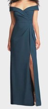 After Six Women's Blue Pleated-Bodice Off-The-Shoulder Dress Size 6R