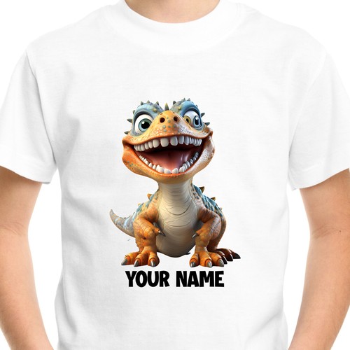 Dinosaur Personalised T-shirt Dino T-Rex Birthday School Children Kids Boys Tee - Picture 47 of 48