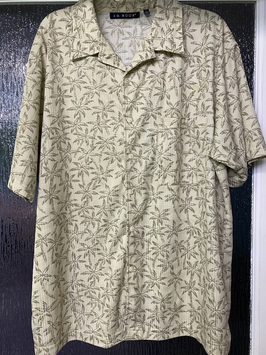 Mens JG Hook Short Sleeve Button Down Shirt Size Large Tan W