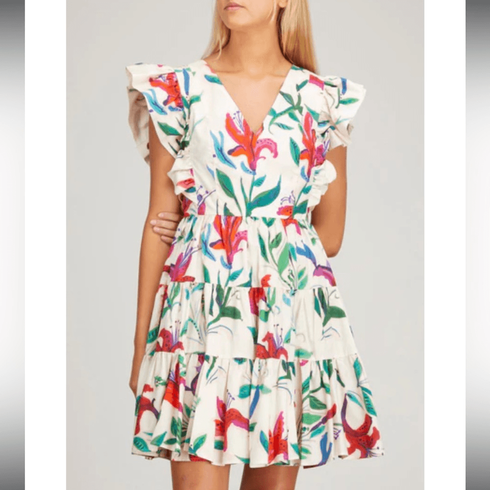 knee length dresses for ladies La DoubleJ Women's Mini Supremes Peony Swing Dress
