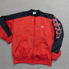 Vintage Adidas Firebird Jacket Medium Red Black Embroidered Made in USA