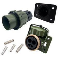 2 polige Nato Steckdose,  Stecker+GummiDichtung + 4x Crimpkontakt 35mm² 12V/24V