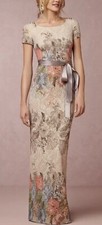ADRIANNA PAPELL Textured Blush Floral Matelasse Body Con Dress Gown Sz 18