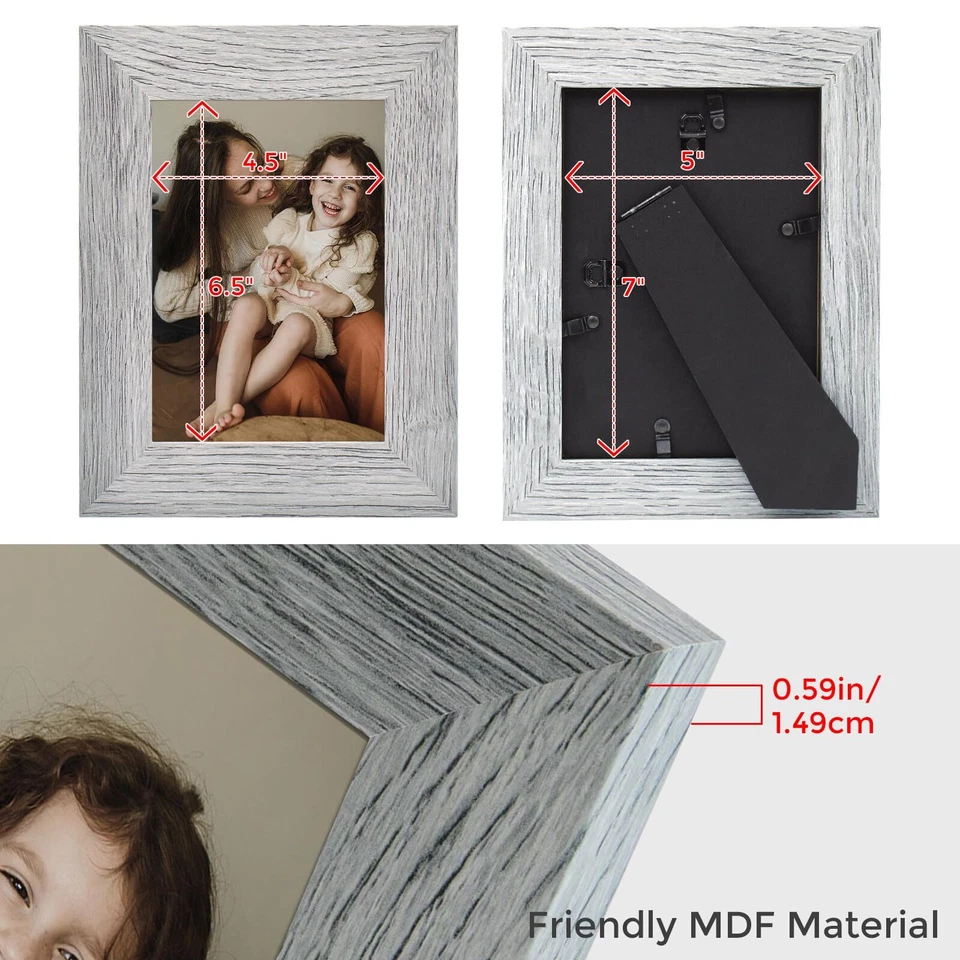 5x7 灰色相框仿旧风格宽模真玻璃 10 包 — 第 2/4 张图片