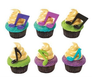 Musical Notes Music Bright Colors Cupcake Picks 24 Favor Cake