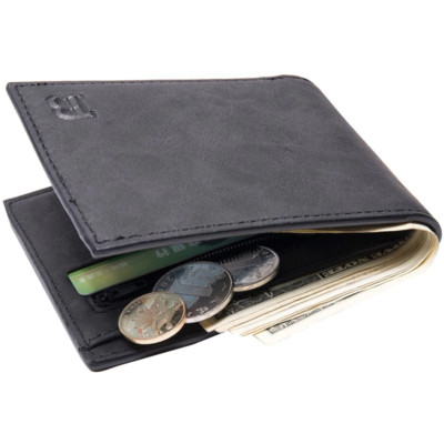 Fashion Wallets Casual Small Wallet Money Purse Coin Bag Zipper BLACK B08A