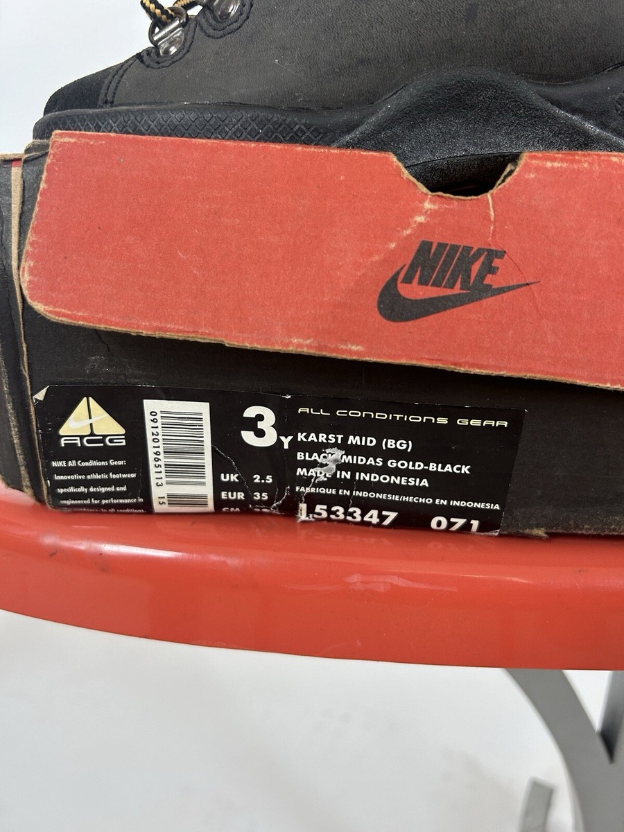 Vintage Nike Acg Karst Boots Kids 3Y Black Gold | eBay