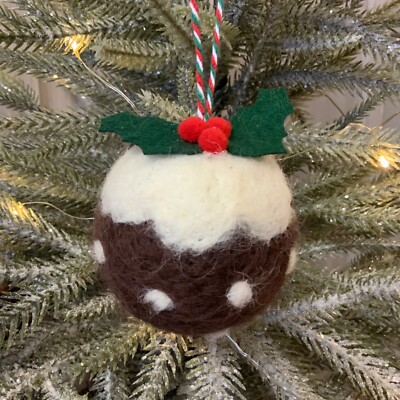 7 cm Filz Weihnachtspudding Baumschmuck Gisela Graham Figgy Pudding Essen
