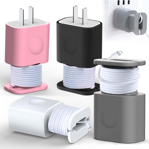 2 in 1 Silicone Charger Protector,4 Pack Data Cable Winder Anti-Break Protection