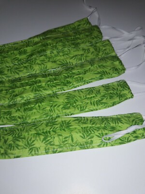 (Lot of 2) Green Leaves Face Mask with pocket, Ear Adjusters Washable. 