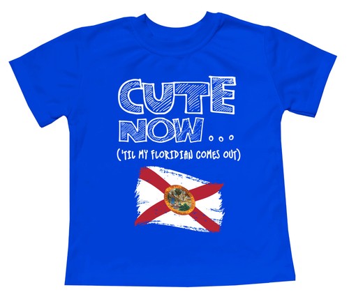 Cute Now... 'Til My Floridian Comes Out Toddler Kids Florida Flag T-shirt Cotton - Picture 7 of 8