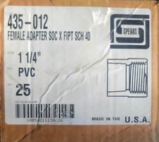 LOT of 25 pcs. Spears 1 1/4" Pvc Female Adapter Soc x FIPT SHC 40