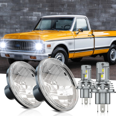 For Chevy C10 C20 C30 K10 G20 7'' Inch Round LED Headlight Hi-Lo Beam Bulb