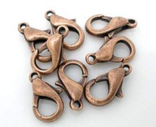 25 Copper Lobster Clasps - 12mm x 6mm