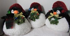 Russ Berrie Stuffed animal Penguin POOF 10" Winter Christmas Holiday Decoration