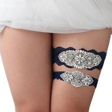 Wedding Garters for Bride Lace Bridal Garter Set with Clear Rhinestones Crystal