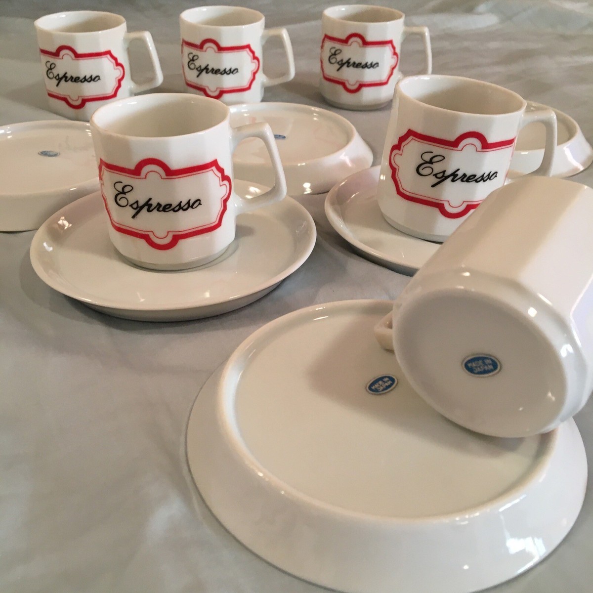 Set of 6 Espresso Cups, Vintage Mid century Coffee Service