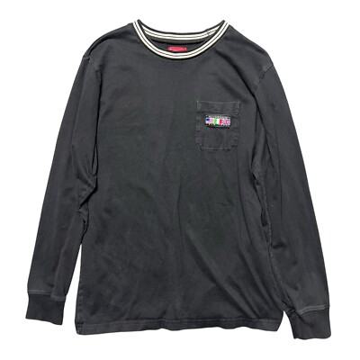 未使用 Supreme pocket long sleeve tee black 2016 Supreme Longsleeve Flags Pocket Tee Black Size Medium