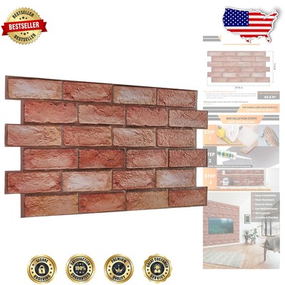 3D Faux Brick Wall Panels - 10 Sheets, Rustic Reddish Brown, 4.6 sqm Coverage