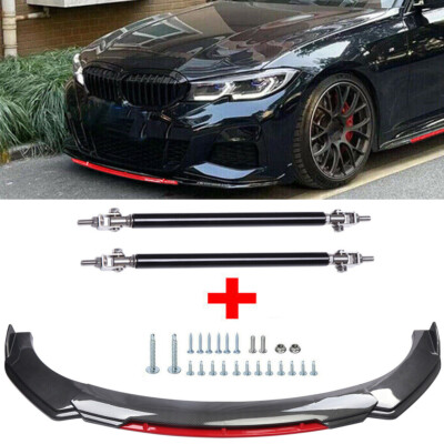 For 5 Series F10 G30 M5 Front Bumper Lip Spoiler Splitter Strut Rod Carbon Fiber
