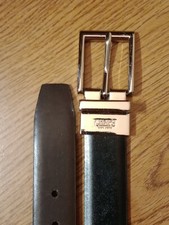 CHAPS men’s Reversible Black Brown Leather Belt 26-28 Medium Silver Tone Buckle