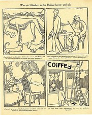 1915 Karl Arnold Kriegsflugblatt Was ein Urlauber in der Heimat hoerte u.sah WW1