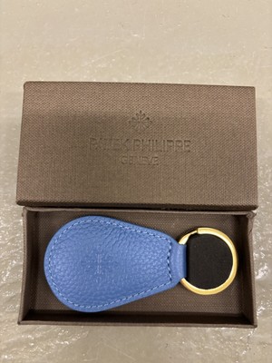 Authentic PATEK PHILIPPE Azure Blue Leather Gold Key ring Ref. P1345