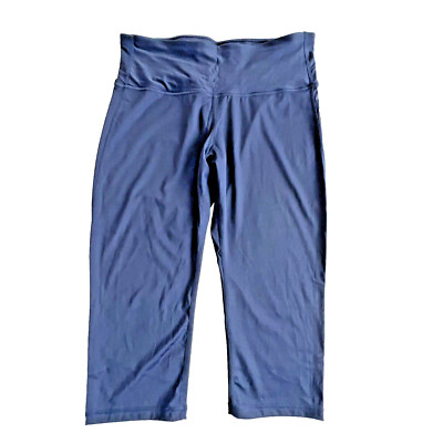 LAPASA Damen Crop 3/4 Yoga Leggings High Waist Hose Blau XL
