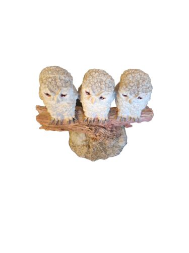 VINTAGE THREE OWLS ON A TREE FIGURE ORNAMENT EXCELLENT CONDITION LOVELY ITEM - Picture 1 of 3