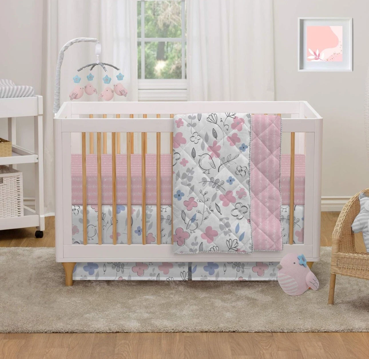 Lolli Living Sparrow 4Pc Cotton Baby Crib Bedding Set Pink Mazie Flower Complete
Opens in a new wind