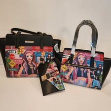 Nikky Nicole Lee "diana” Black Shopper Large Tote Hand/shoulder Bag Wallet Usa