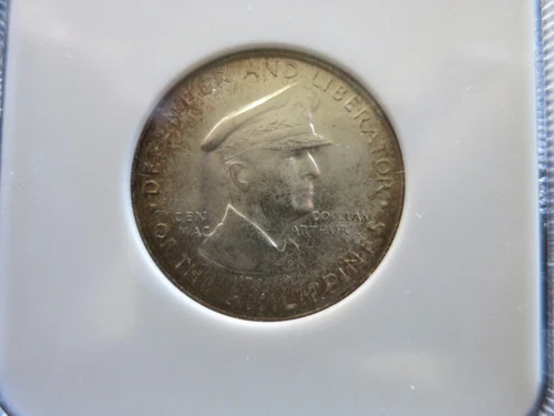 1947 S PHILIPPINE 50 CENT MACARTHUR NGC MS 64 COMMEMORATIVE GOLD PALE TONE