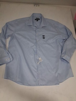 Pronto Uomo Mens Warehouse Dress Shirt Babg Blue Slim Fit 19 36/37 Tall Non Iron