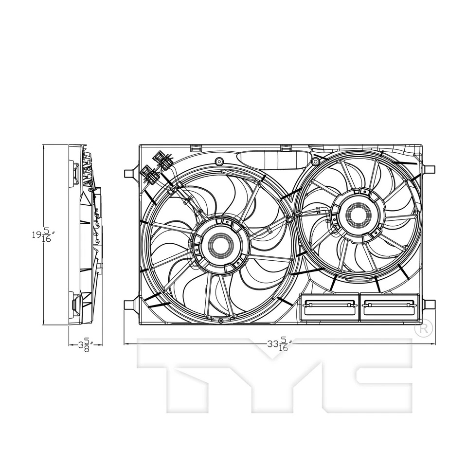 For 2015-2021 Ford Transit-250 Dual Radiator and Condenser Fan Assembly TYC 2015 - Image 3 of 4