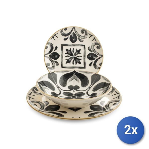 2X H&h Servizio Da Tavola Helena 18-Teilig Aus Steingut, Dekoriert-image