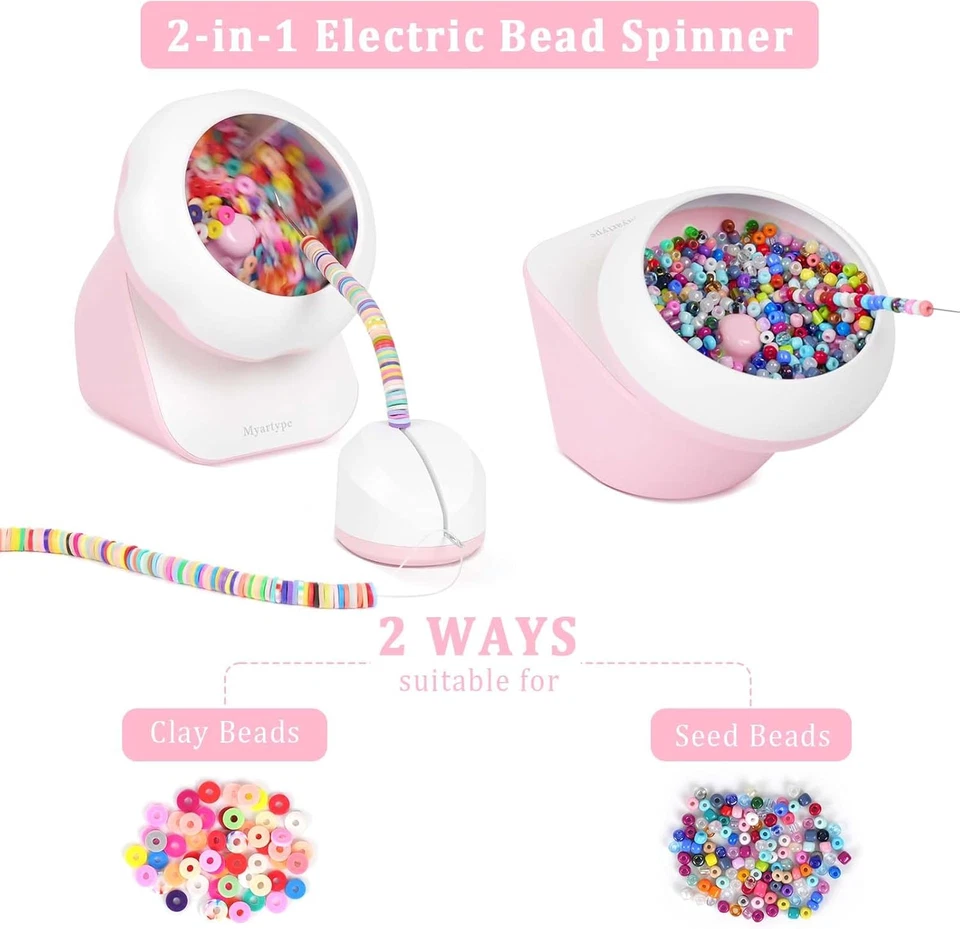 Clay Bead Spinner and Seed Bead Spinner, 2-In-1 Electric Bead Spinner for Jewelr Foto 2 de 4