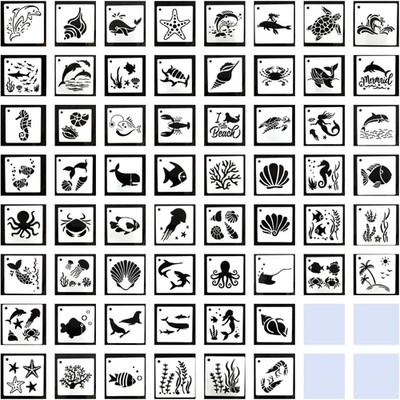 Drawing Stencils Kits for Painting 60Pcs Sea Stencil for Wood Carving Drawing En