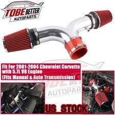 Dual Twin Ram Cold Air Intake For Chevy Corvette C5 5.7l V8 01-04 W Red Filter