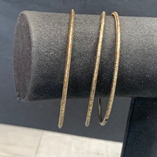 Set of 3 Gold Tone Textured Glitter Bangle Bracelets 8.5 Inch 5351