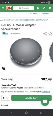 Dell MH3021Pu Mobile Adapter Speakerphone with USB-C Hub