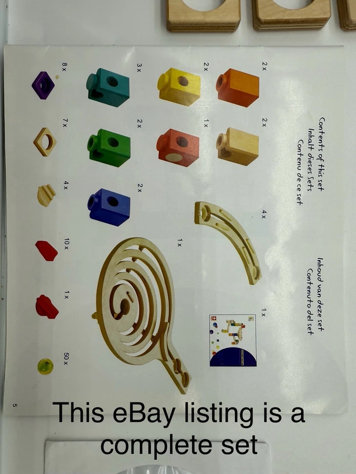 Hape Quadrilla Wooden Marble Run Construction BASIC SET COMPLETE + Extra Pieces - Image 4 of 4