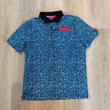 Redvanly Golf Shirt Polo Brewer Floral Print M-L Malibu Blue Performance 110