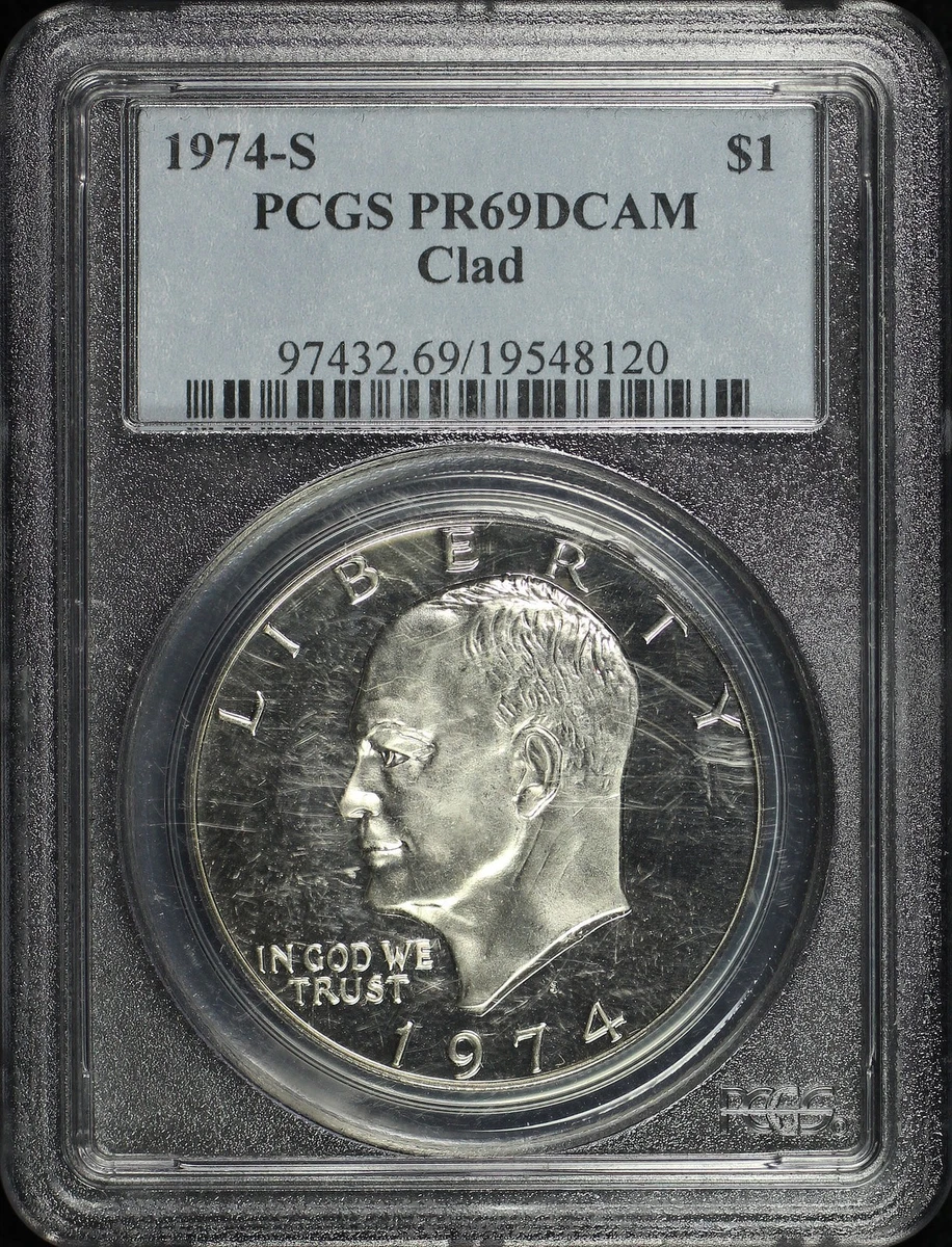 PCGS Certified PR 69 Graded 1974 Eisenhower Dollars (1971-1978