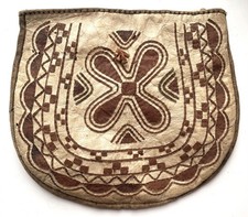 Antique ESKIMO DECORATED HIDE POUCH - PICTURED IN BOOK, c. 1800s