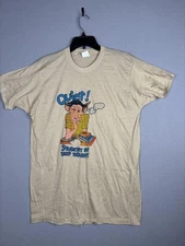 Vintage Quiet Student In Deep Thought Shirt Mens XL Beige Funny Graphic 1981 80s